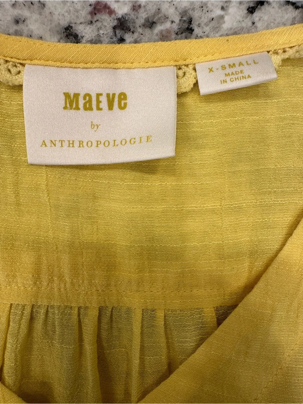 Maeve by Anthropologie Yellow Pleated V-Neck Blouse Knotted Cuffs XS - Picture 6 of 9
